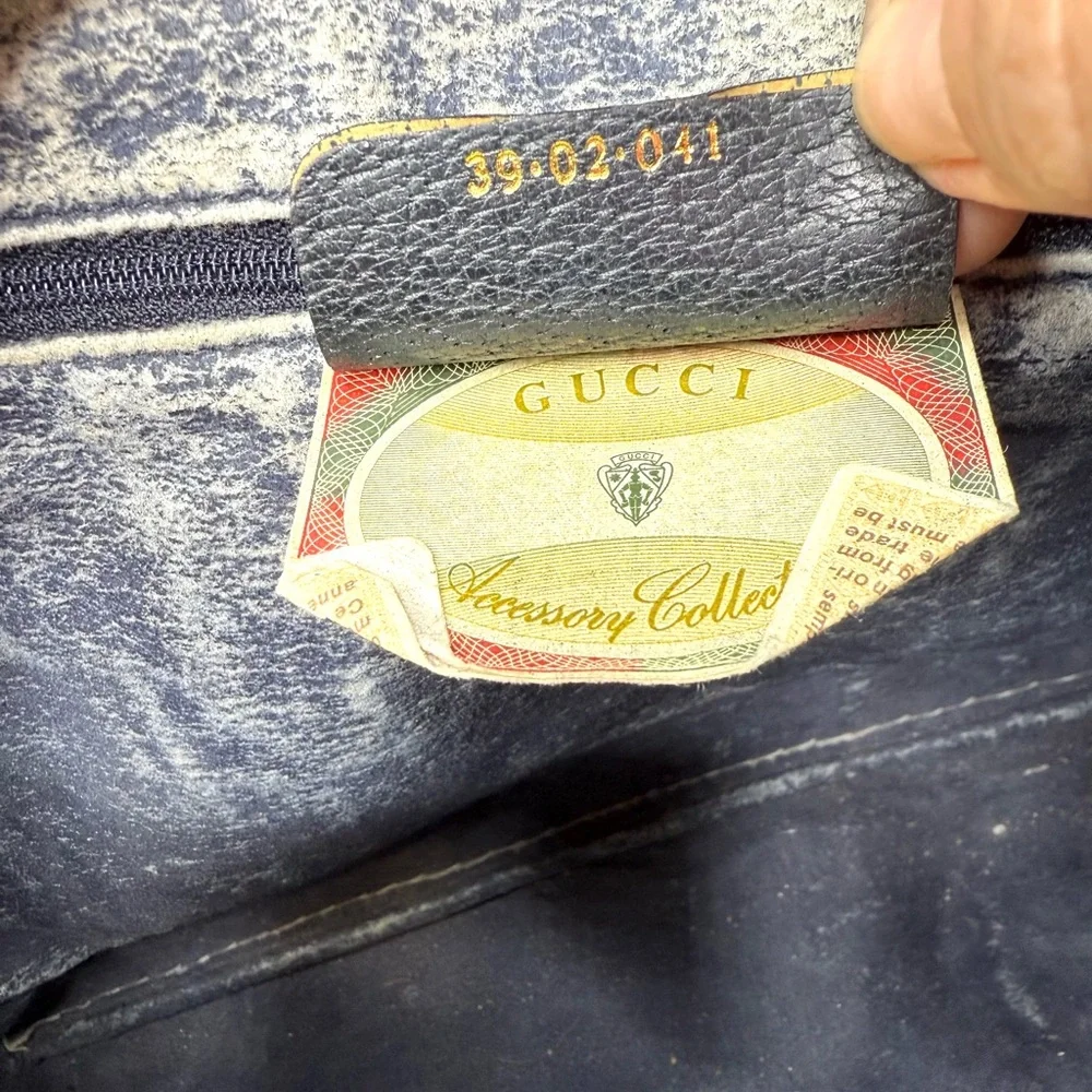 Authentic Gucci GG Supreme coated canvas  Boston Bag Satchel navy grey canvas